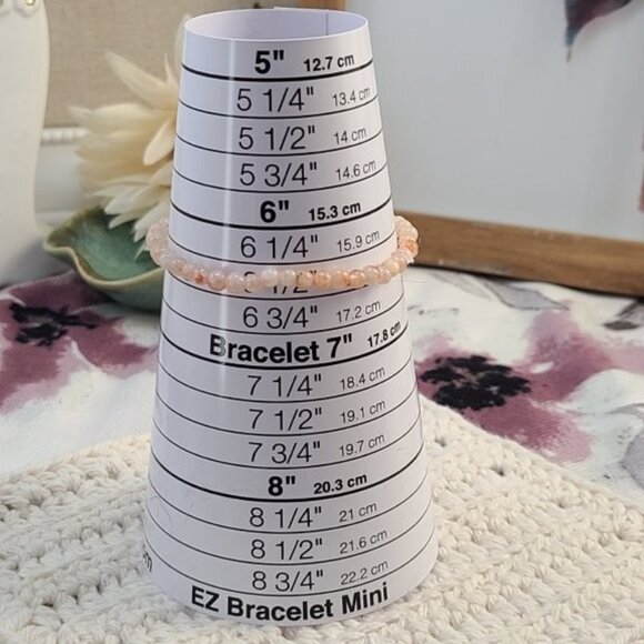 Natural Sunstone 4mm Bead Bracelet | Peach Crystal Elastic Boho Healing Jewelry - Picture 5 of 5